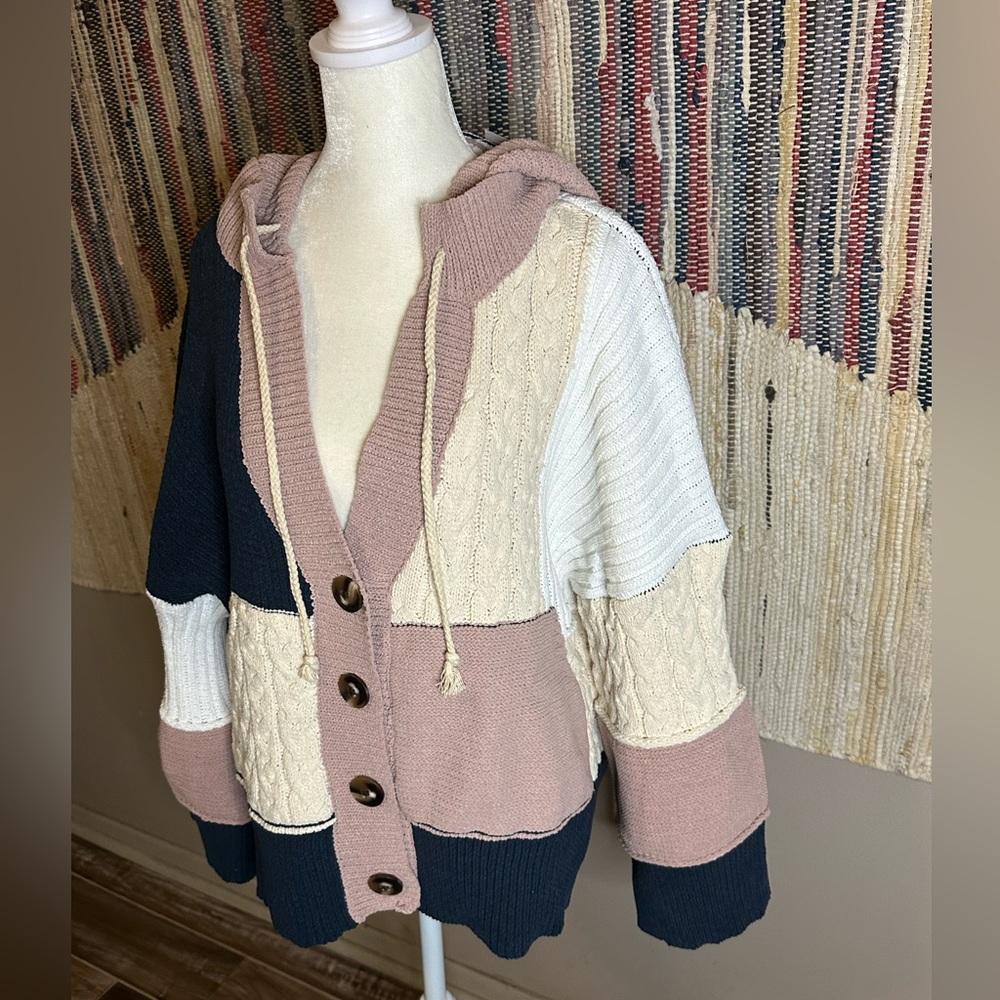 POL colorblocked oversized hoodie-style cardigan - Picture 6 of 8